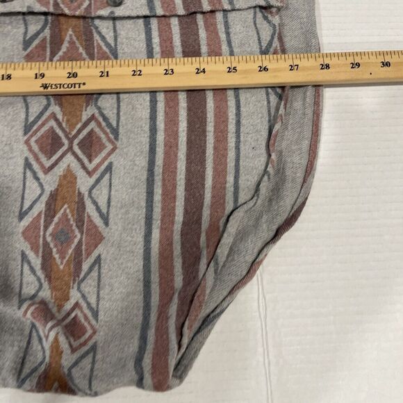 Eddie Bauer Flannel Shirt Men XL Aztec Gray Southwestern Button Down Grey Pocket - Picture 12 of 13